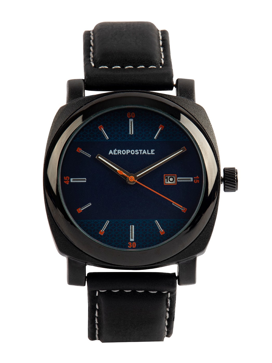 

Aeropostale Unisex Black Brass Patterned Dial & Black Leather Textured Straps Analogue Watch AERO_AW_A3, Blue