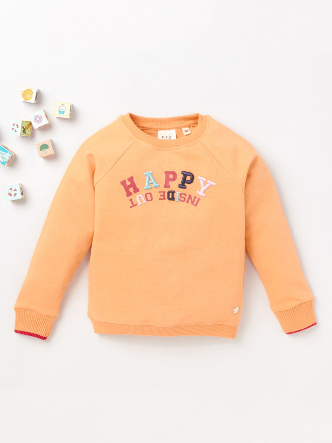 

Ed-a-Mamma Girls Orange Printed Sweatshirt