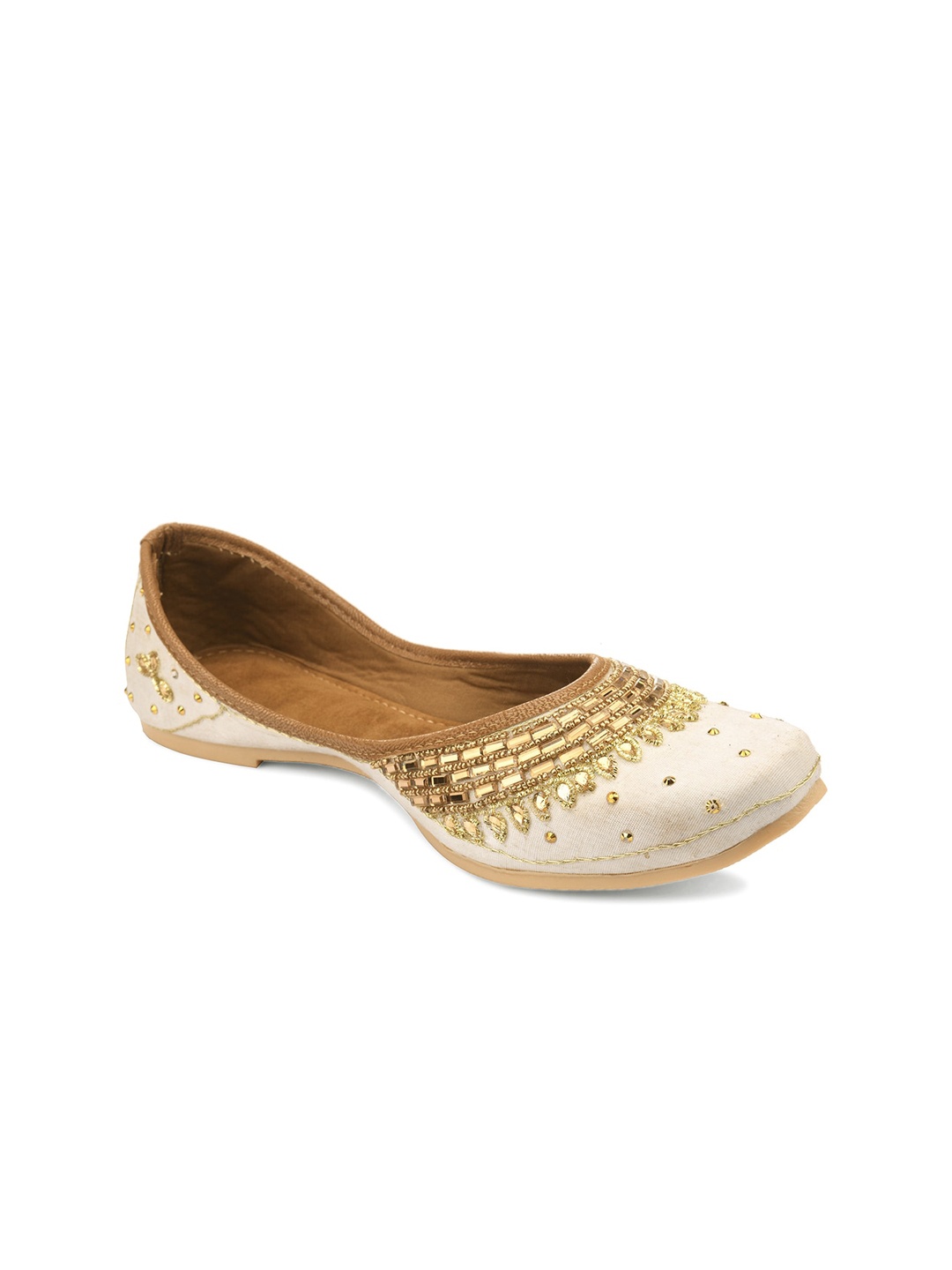 

DESI COLOUR Women White Ethnic Mojaris Flats