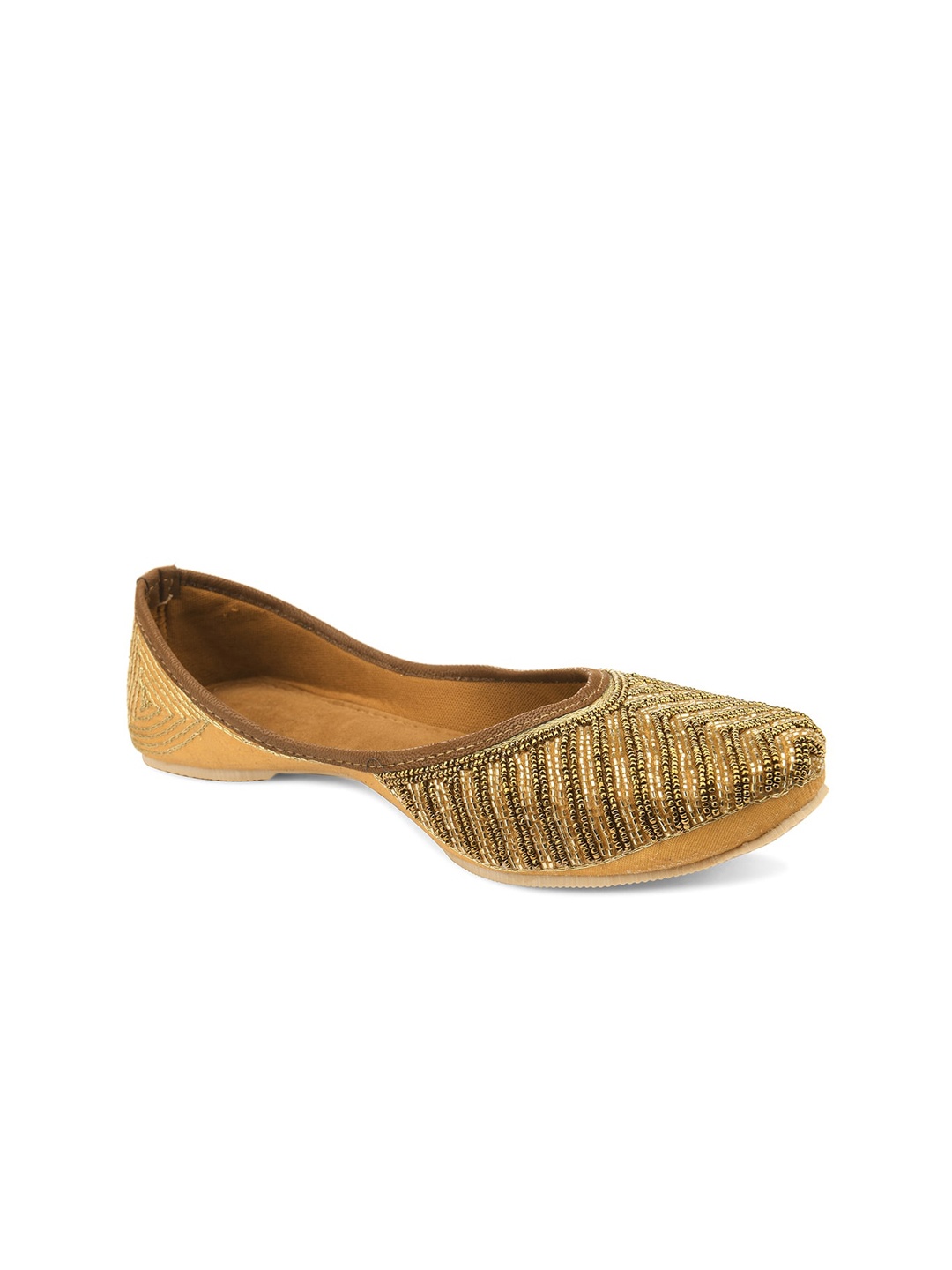 

DESI COLOUR Women Gold-Toned Ethnic Mojaris Flats