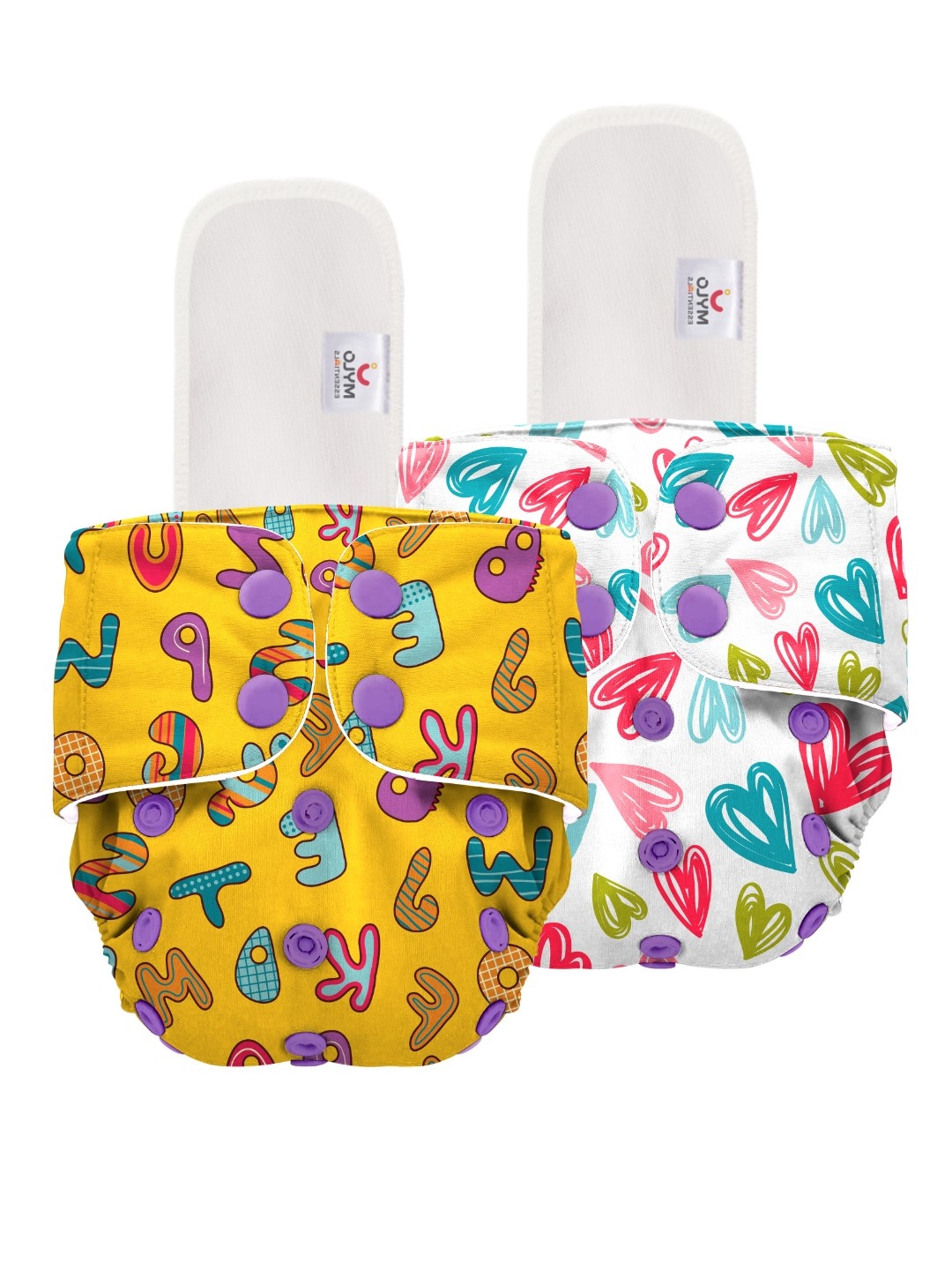 

Mylo Kids Pack Of 2 Printed Reusable Diapers, White
