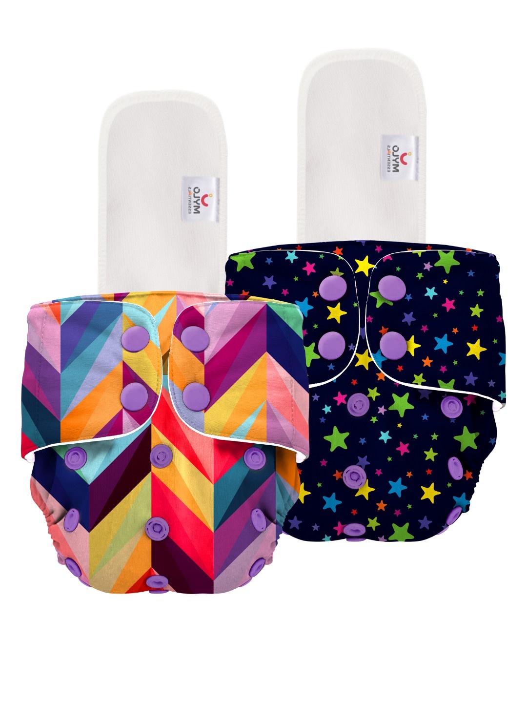 

Mylo Kids Pack Of 2 Blue & Red Printed Reusable Diapers, Purple