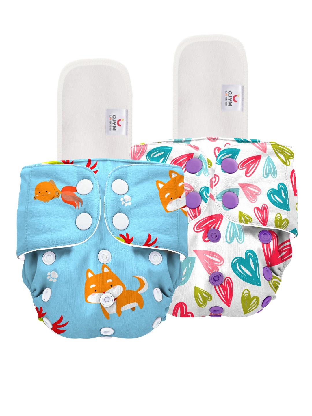 

Mylo Set Of 2 Kids Printed Diapers, White