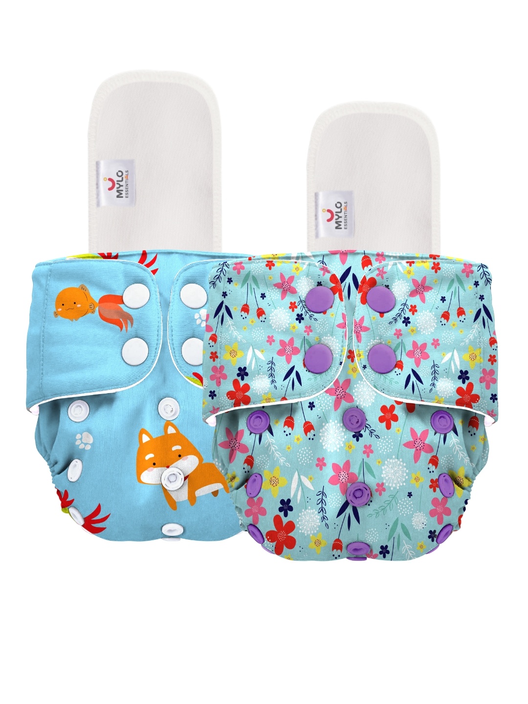 

Mylo Kids Set Of 2 Printed Diapers, Blue
