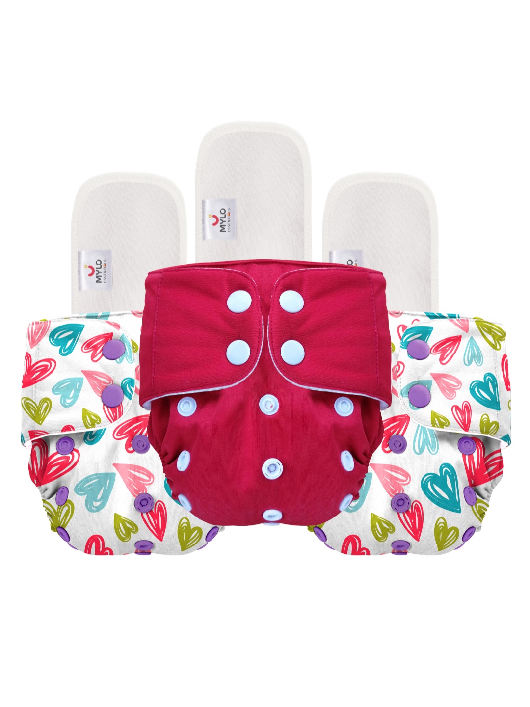 

Mylo Set Of 3 Kids Printed Diapers, White
