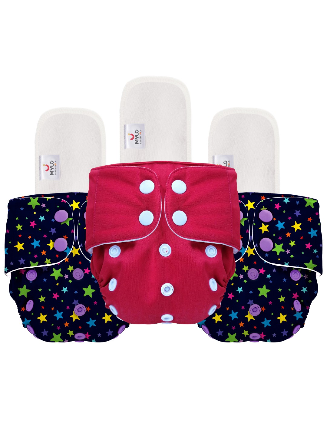 

Mylo Set Of 3 Kids Printed Diapers, Navy blue