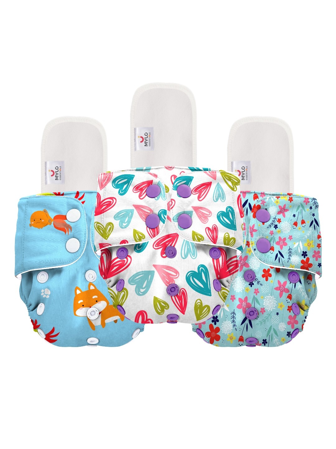 

Mylo Pack Of 3 Printed Cloth Diapers, Multi