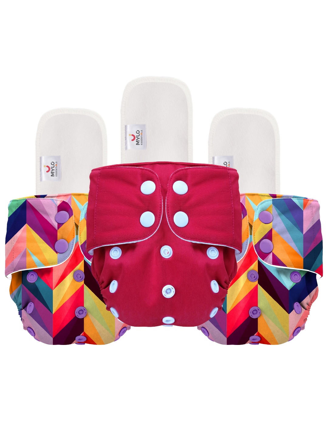 

Mylo Set Of 3 Kids Printed Diapers, Red