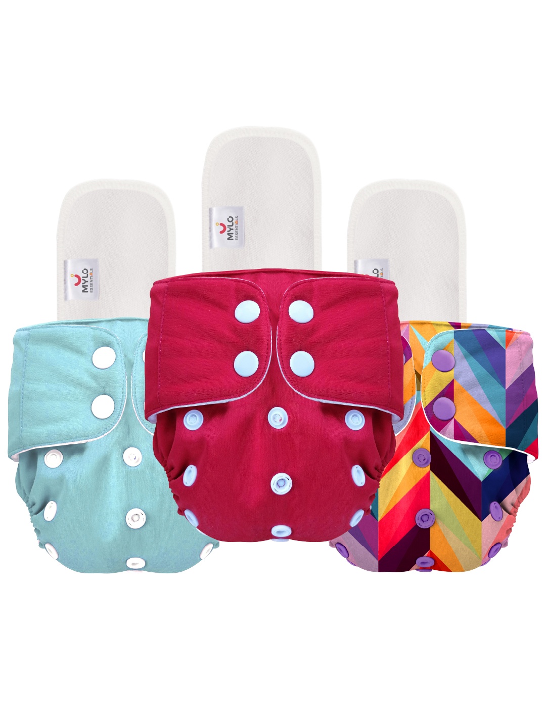 

Mylo Kids Set Of 3 Printed Diapers, Red