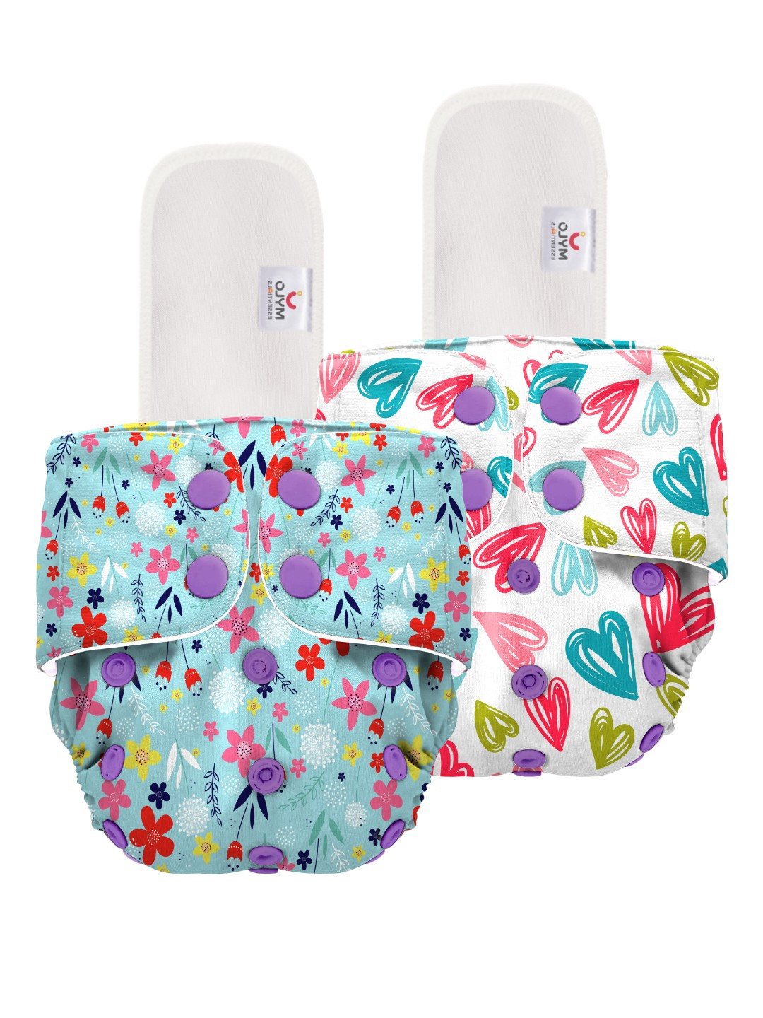 

Mylo Set Of 2 Kids Printed Cloth Diapers, Blue