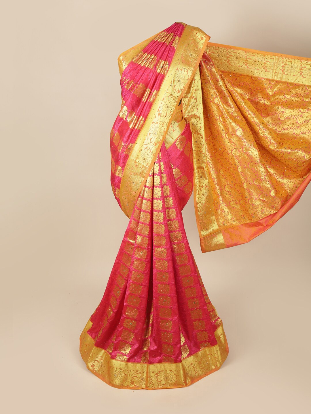 

Pothys Pink & Orange Woven Design Art Silk Saree