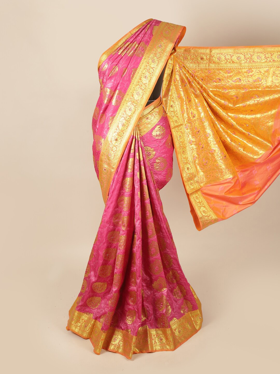 

Pothys Pink & Orange Woven Design Art Silk Saree