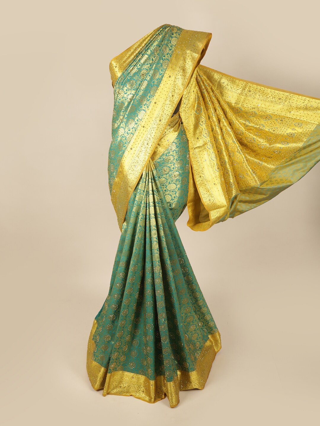

Pothys Blue & Green Woven Design Art Silk Saree