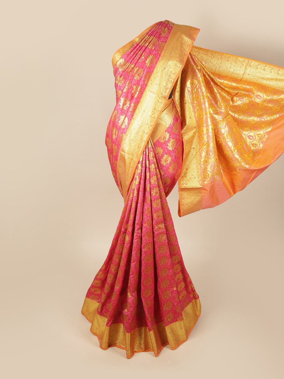

Pothys Pink & Orange Woven Design Zari Art Silk Saree