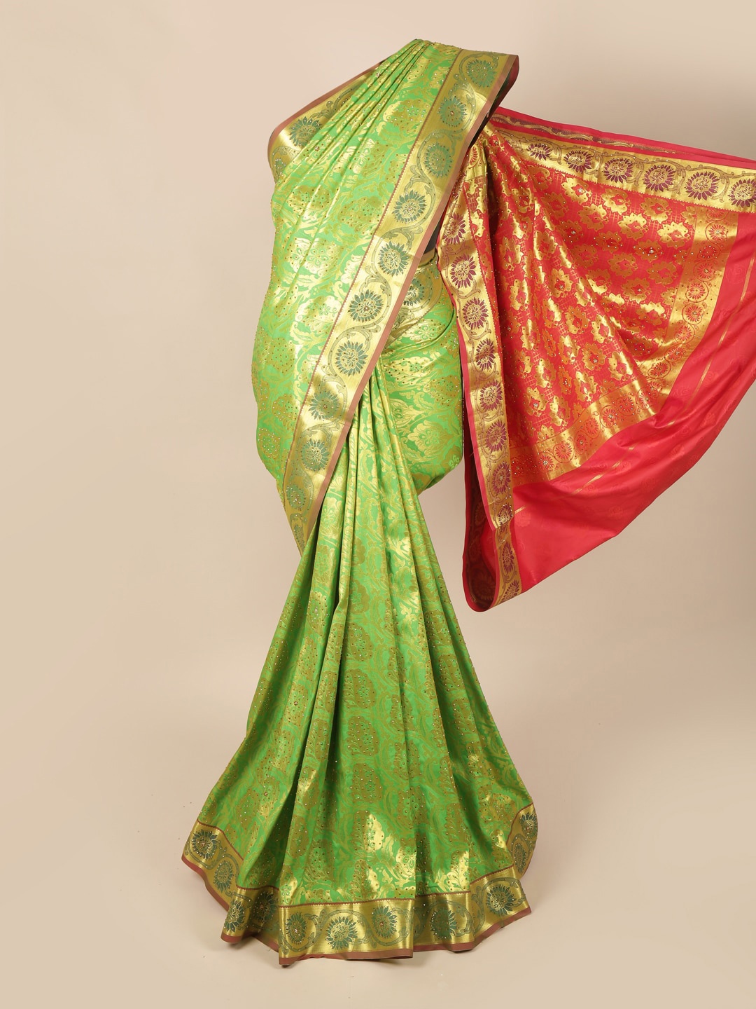 

Pothys Green & Pink Woven Design Zari Art Silk Saree