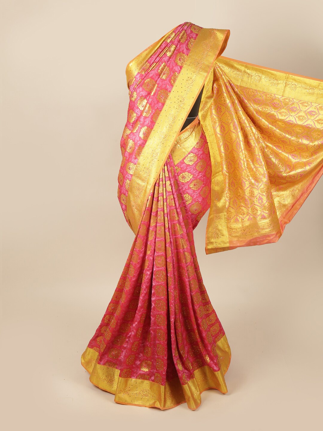 

Pothys Pink & Orange Woven Design Zari Art Silk Saree