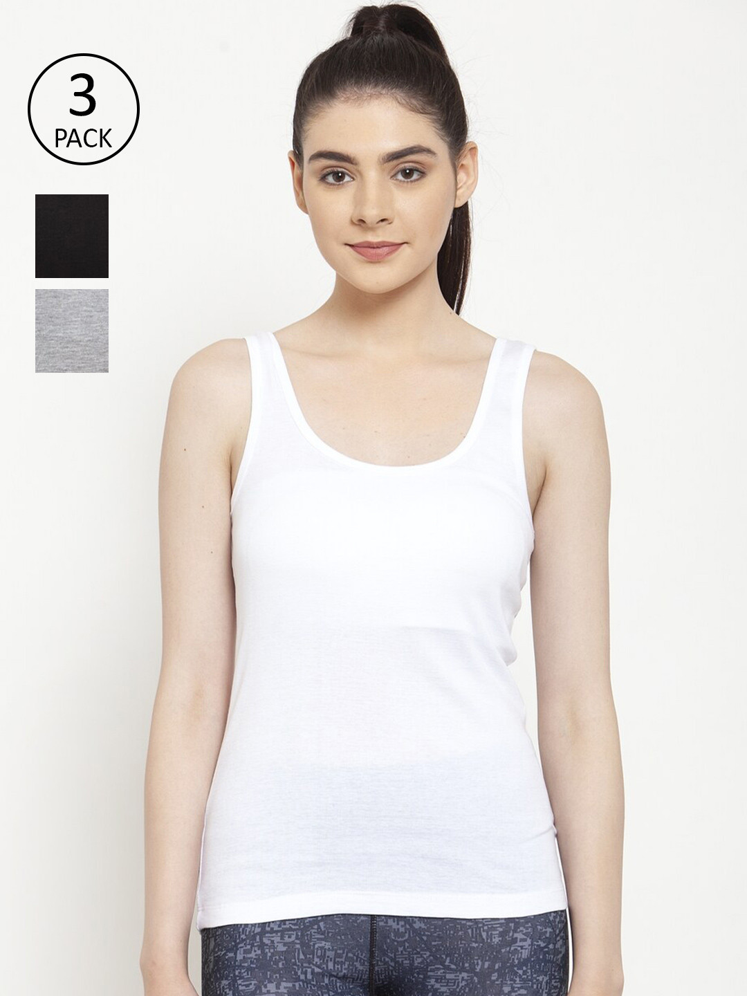 

Friskers Pack of 3 Solid Tank Top, Black