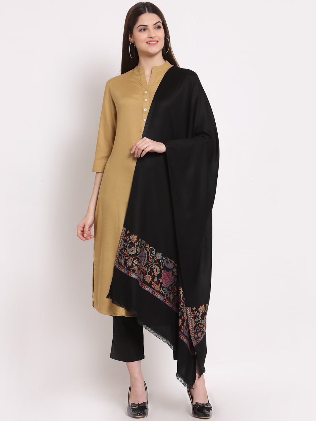 

Anekaant Black Paisley Woven Design Shawl