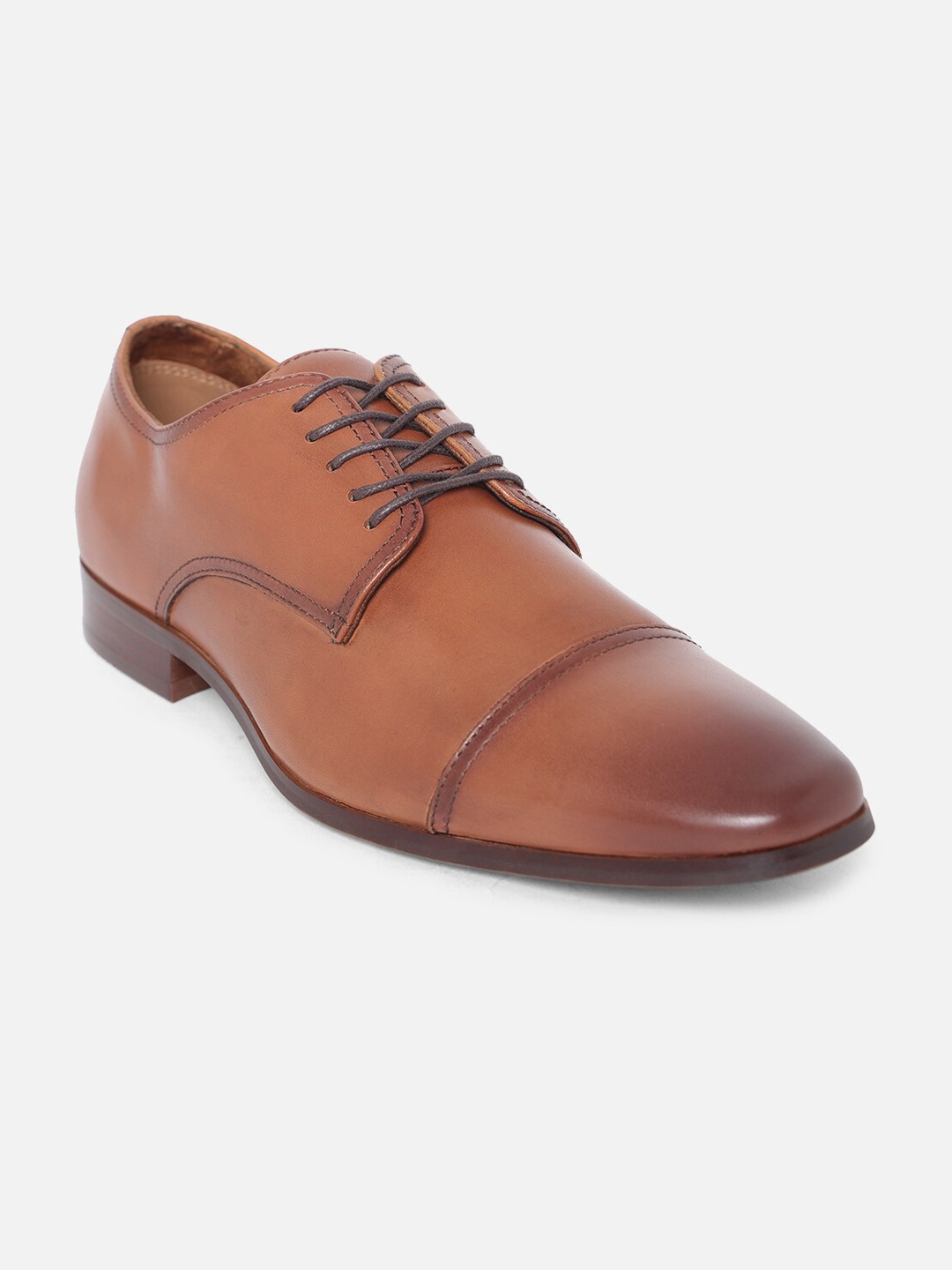 

ALDO Men Brown Solid Leather Formal Derbys