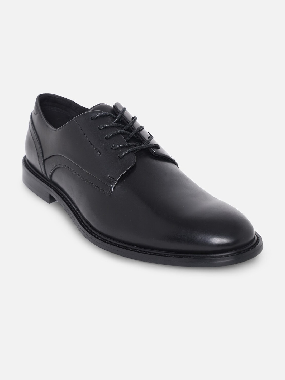 

ALDO Men Black Solid Leather Formal Derbys