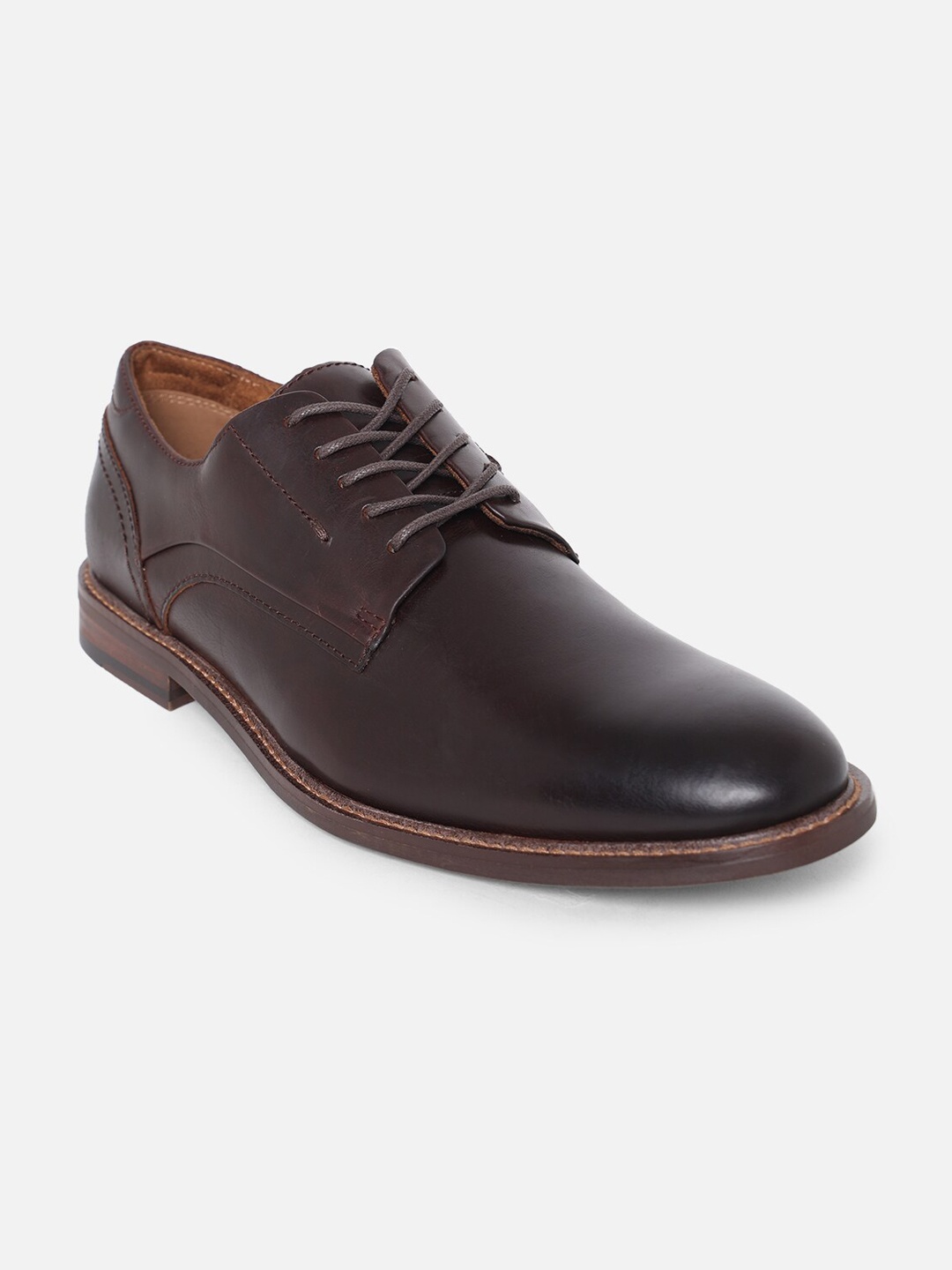 

ALDO Men Brown Solid Leather Formal Derbys