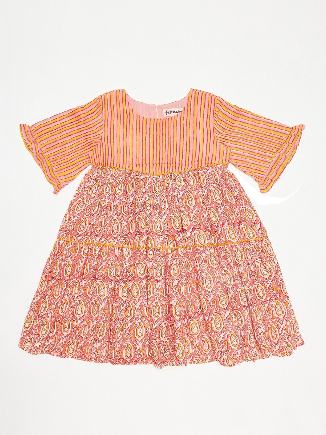 

Fabindia Pink Floral A-Line Dress