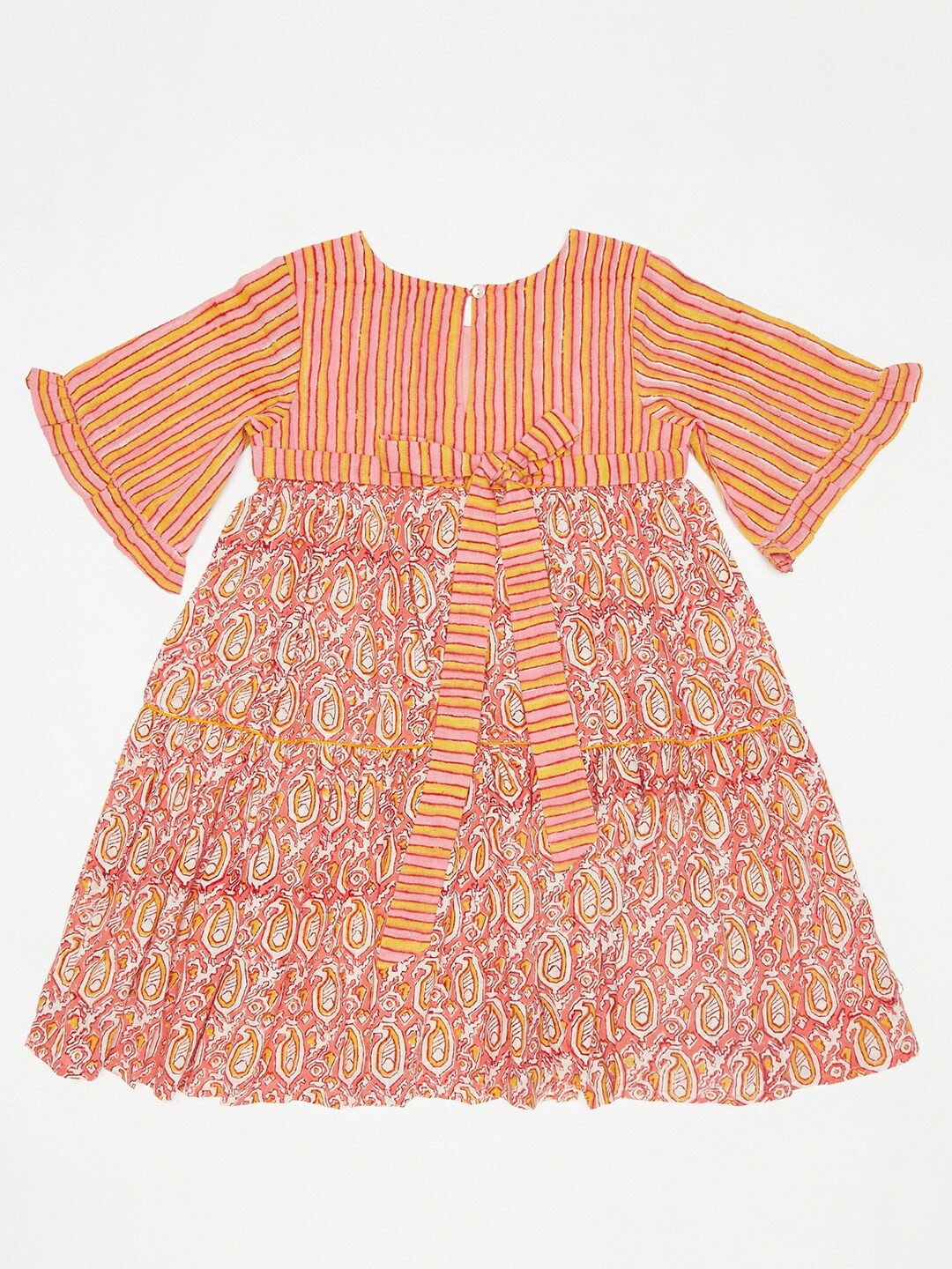 

Fabindia Pink & Orange Printed Dress