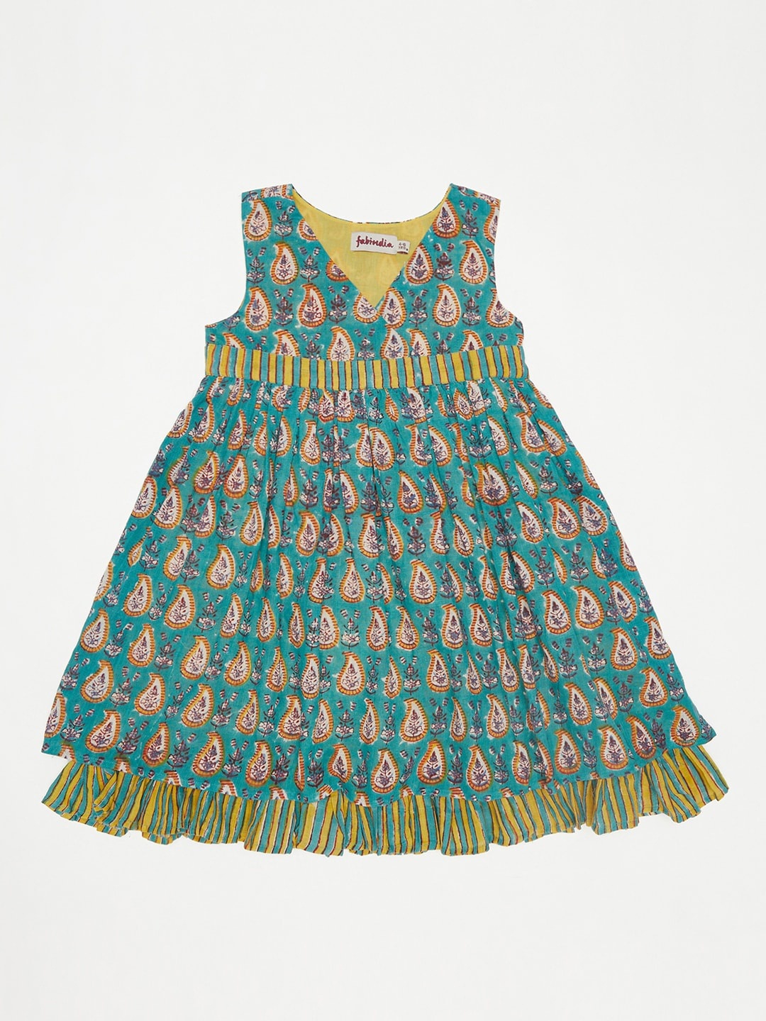 

Fabindia Blue Floral A-Line Dress