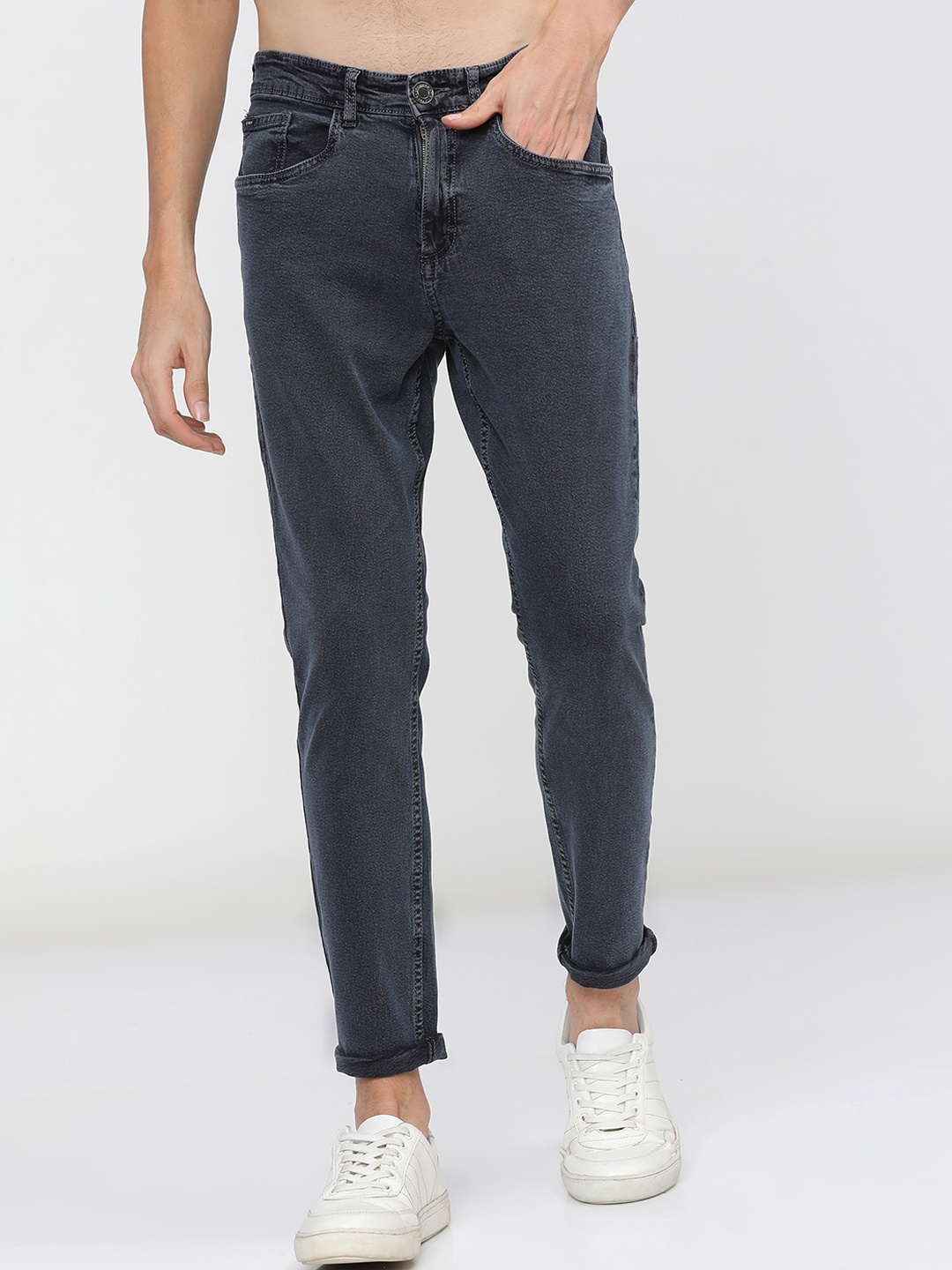 

HIGHLANDER Men Charcoal Grey Tapered Fit Stretchable Jeans
