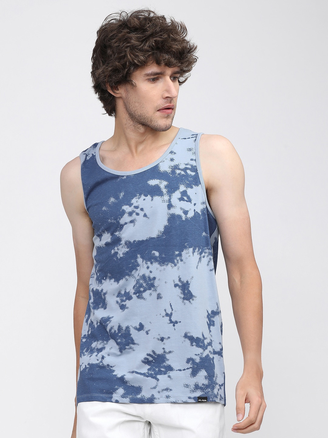 

HIGHLANDER Men Navy Blue & Grey Dyed Round Neck T-shirt