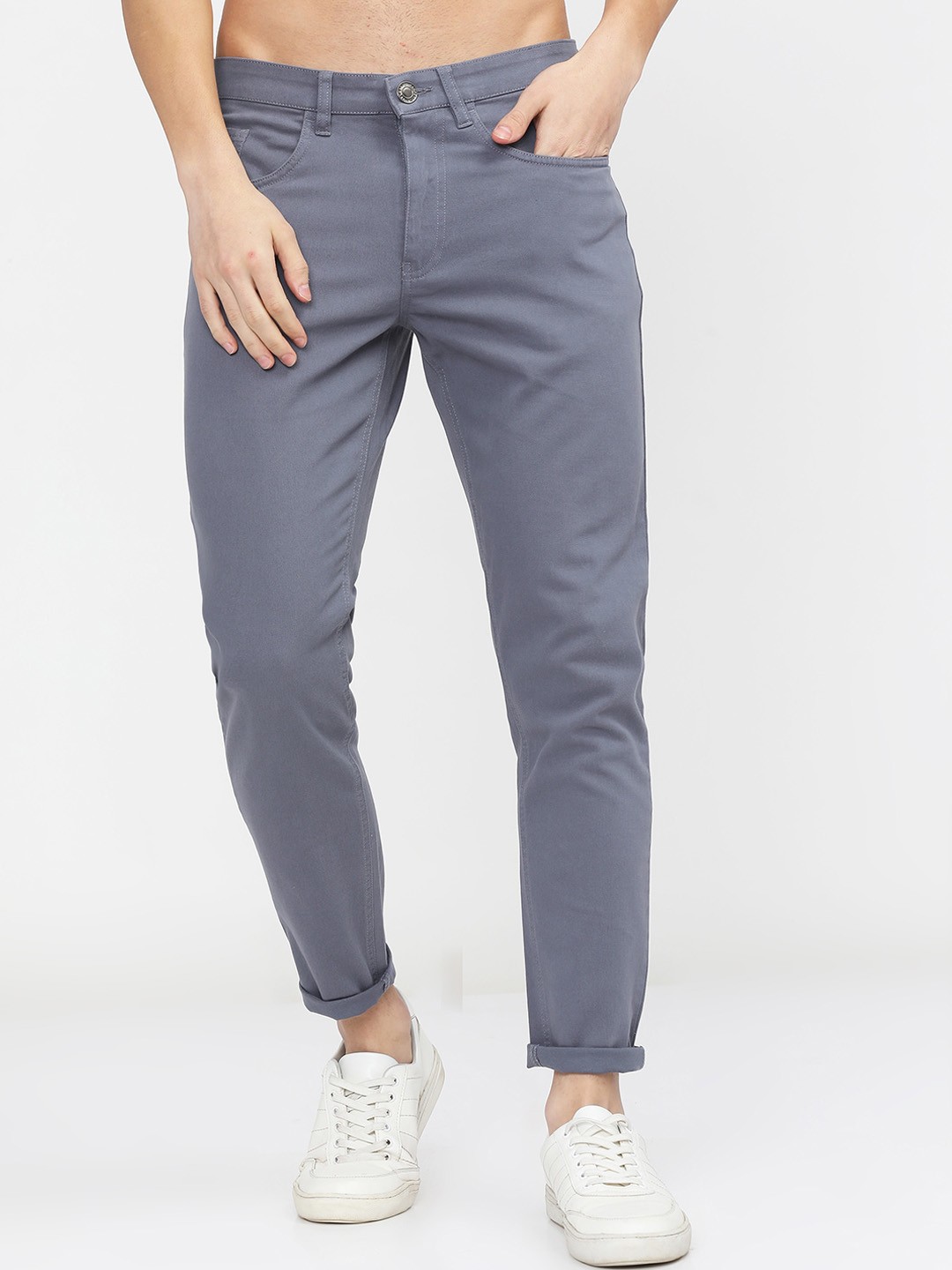 

HIGHLANDER Men Grey Slim Fit Chinos Trousers