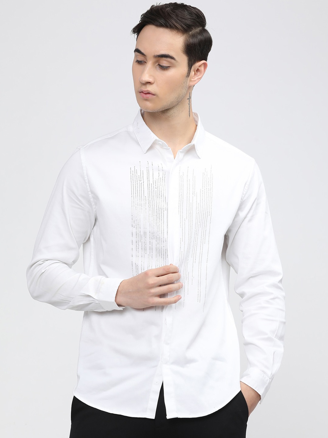 

HIGHLANDER Men White Slim Fit Opaque Casual Shirt