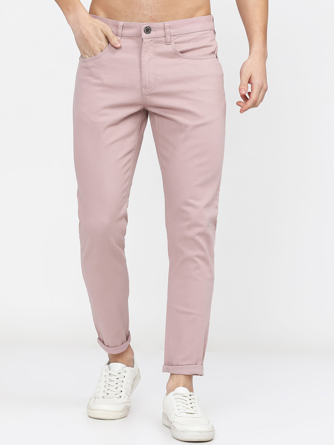 

HIGHLANDER Men Pink Slim Fit Trousers