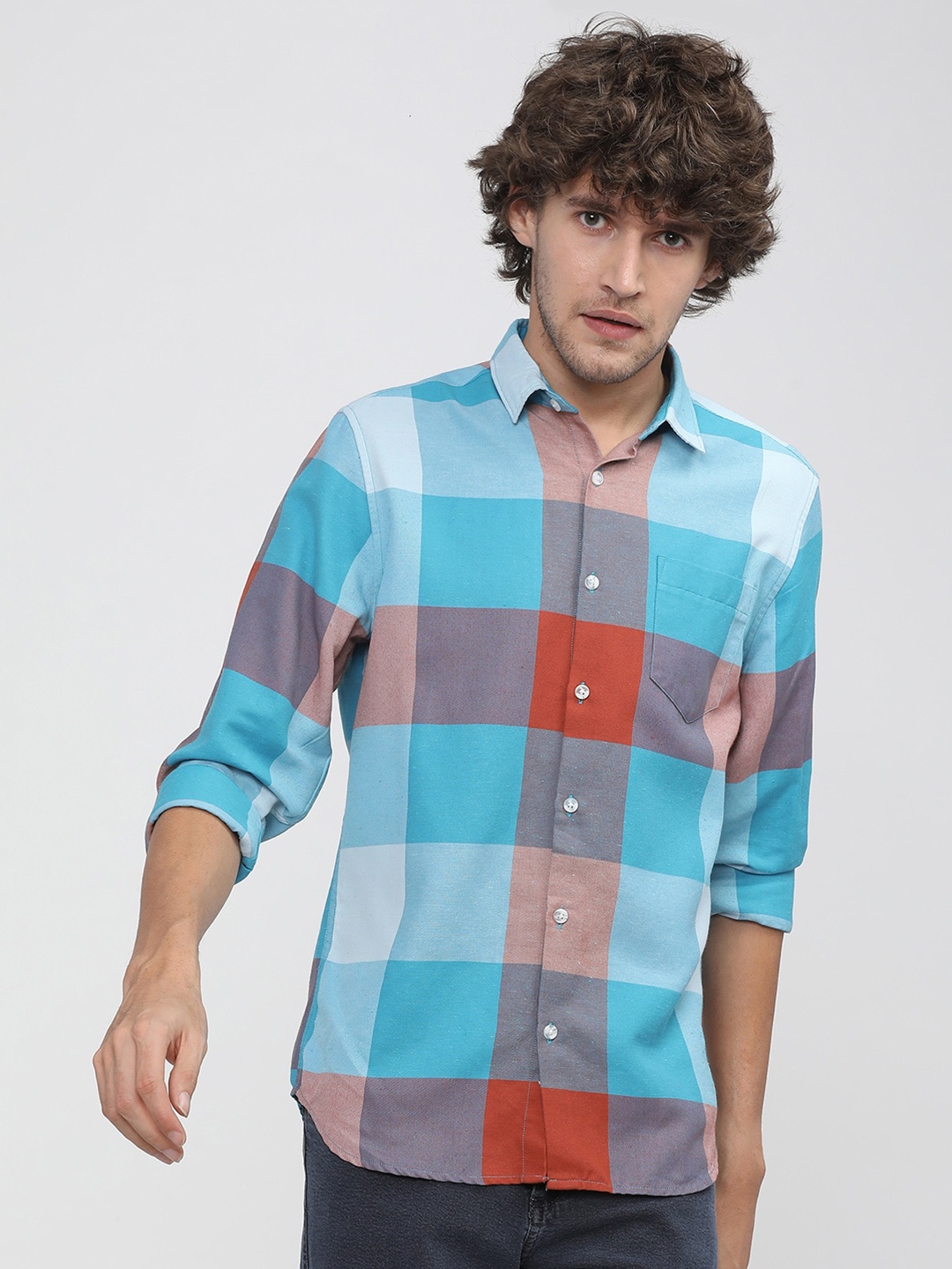 

KETCH Slim Fit Buffalo Checks Casual Shirt, Blue