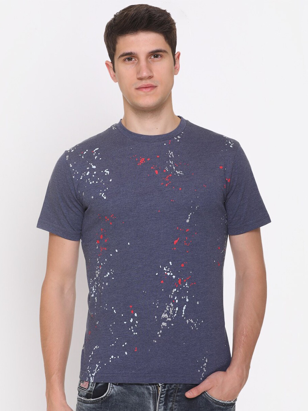 

Obaan Men Blue & Off White Printed T-shirt