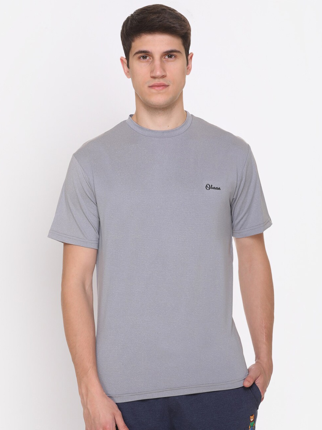 

Obaan Men Grey Training or Gym T-shirt