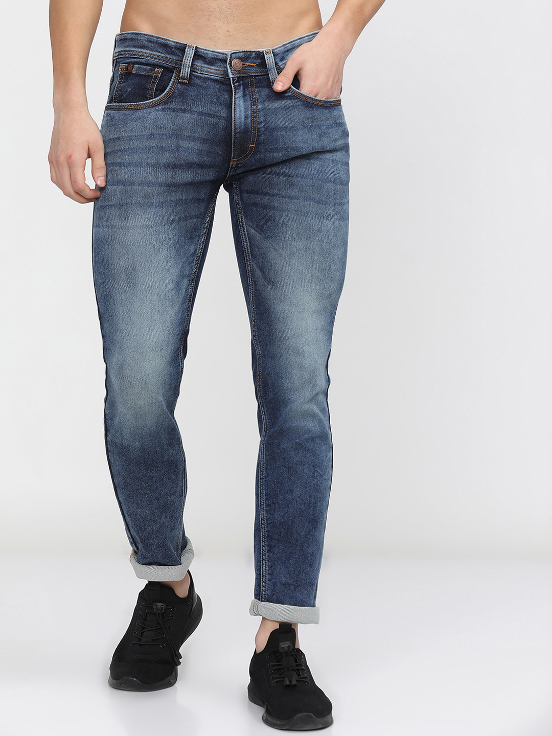 

LOCOMOTIVE Men Blue Slim Fit Heavy Fade Stretchable Jeans