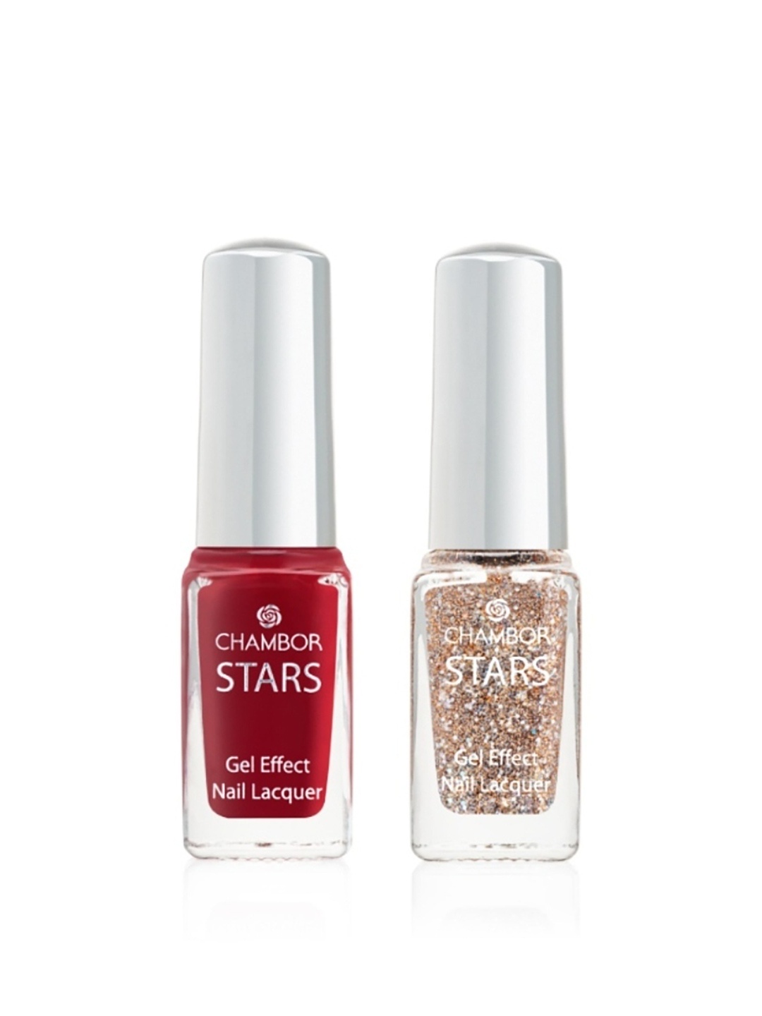 

Chambor Stars Gel Effect Limited Edition Nail Lacquer Festive Combo - 5 ml each, Red