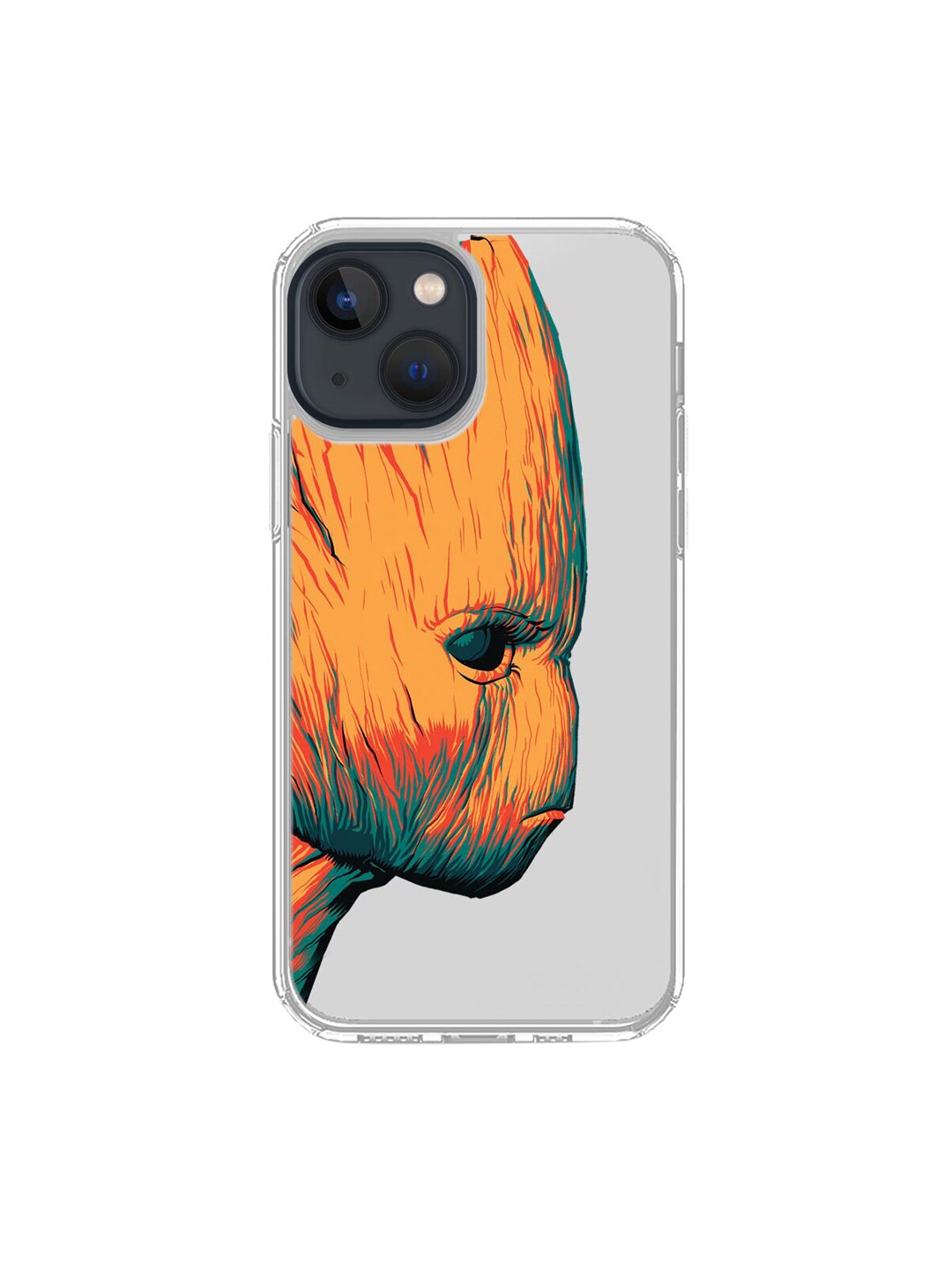 

macmerise Transparent & Orange Groot Printed iPhone 13 Mini Back Case