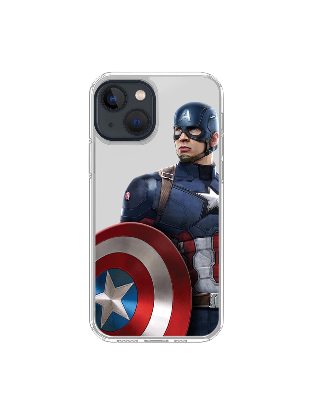 

macmerise Transparent & Red Printed Team Blue Captain iPhone 13 Back Case