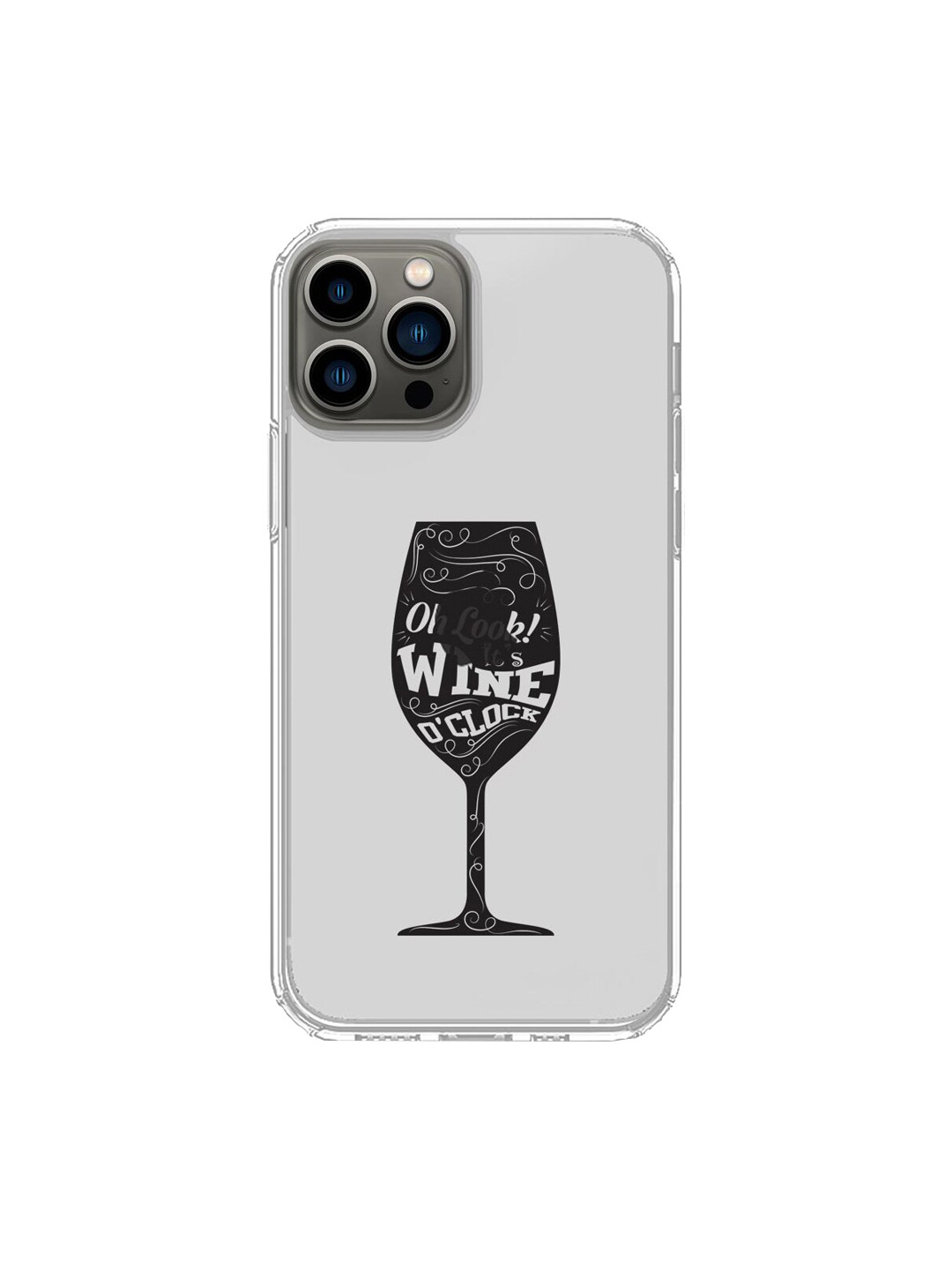 

macmerise Transparent & Black Wine o clock Printed iPhone 13 Pro Max Back Case