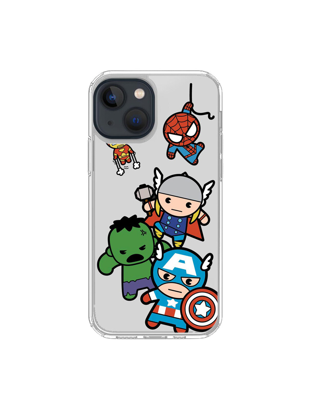 

macmerise Transparent & Red Printed Kawaii Art Marvel Comics iPhone 13 Back Case