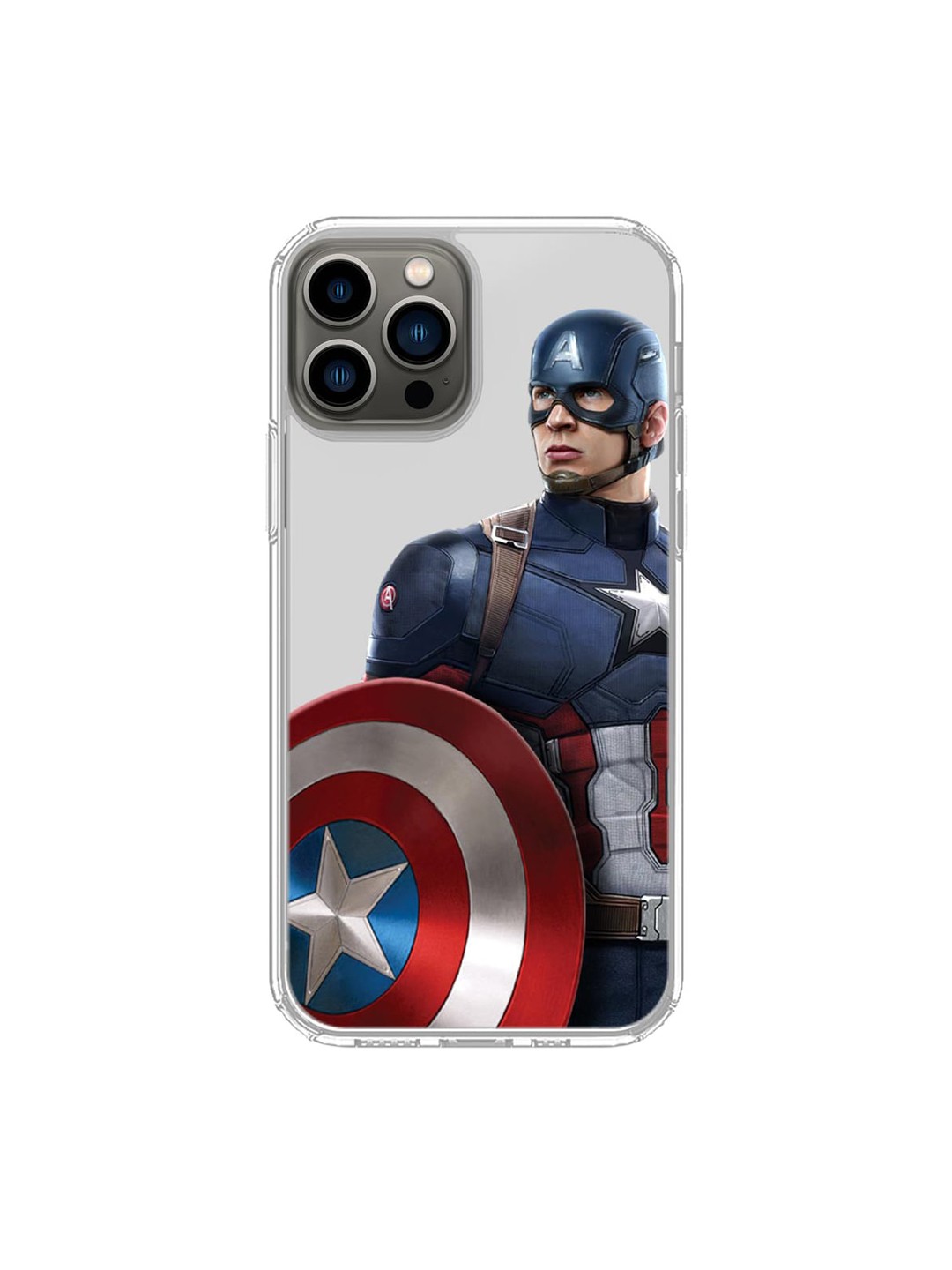 

macmerise Transparent & Blue Printed Captain iPhone 13 Pro Max Back Case