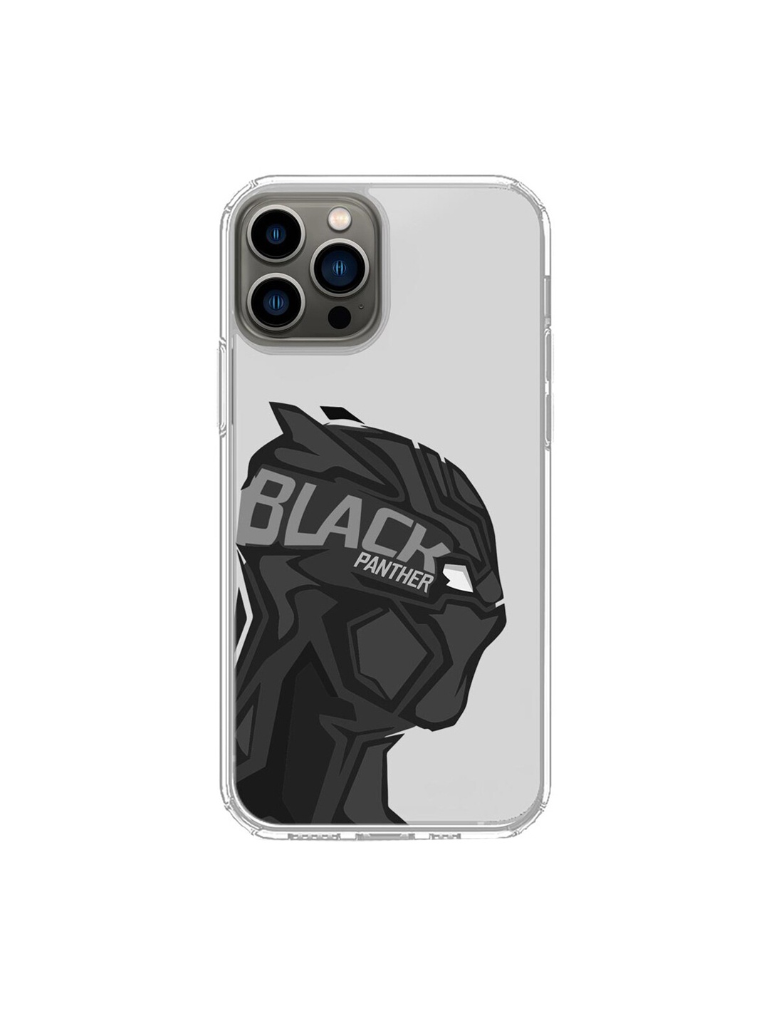 

macmerise Transparent & Black Black Panther Printed iPhone 13 Pro Back Case