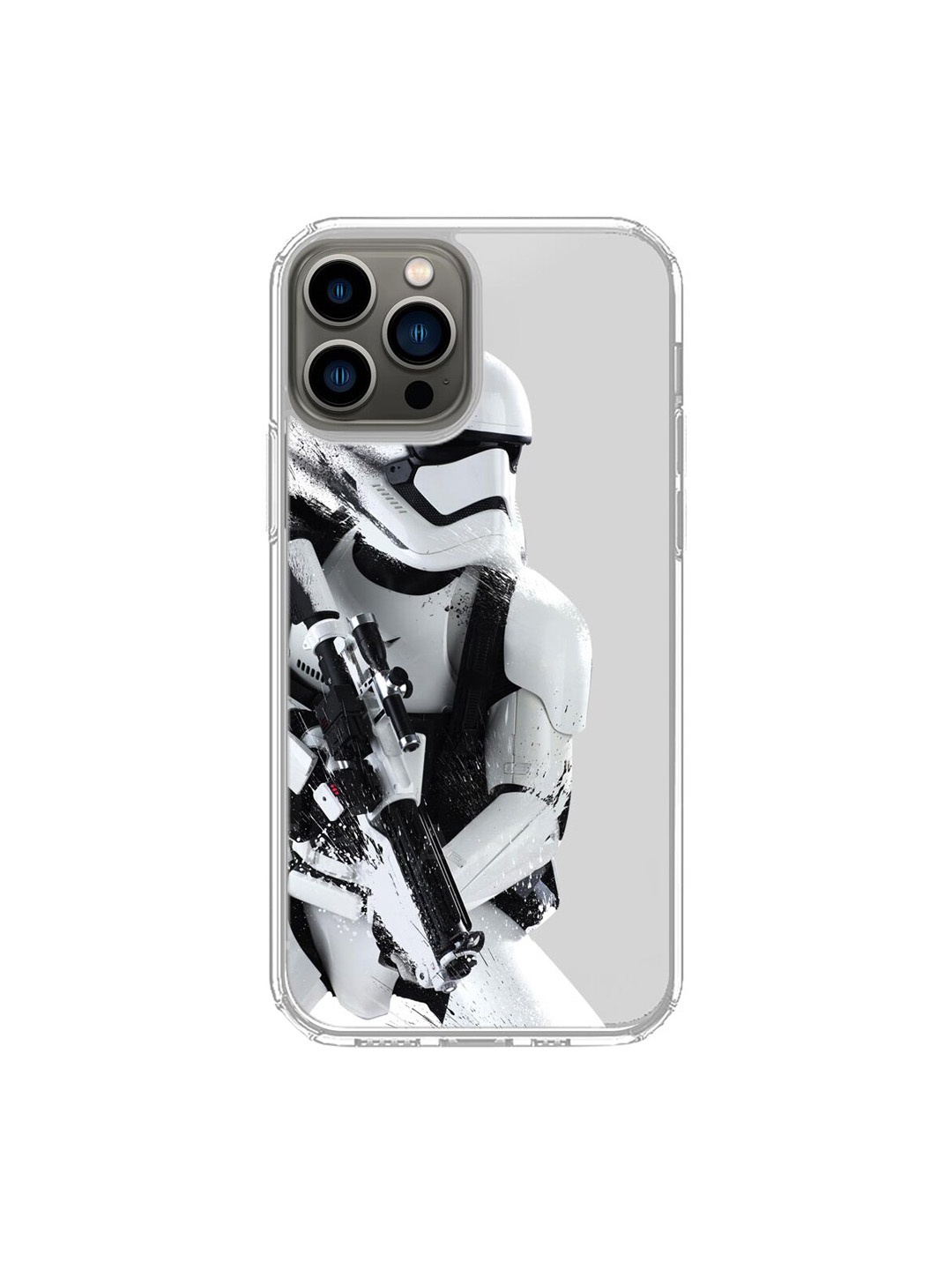 

macmerise Transparent & Black Printed Trooper Storm iPhone 13 Pro Back Case