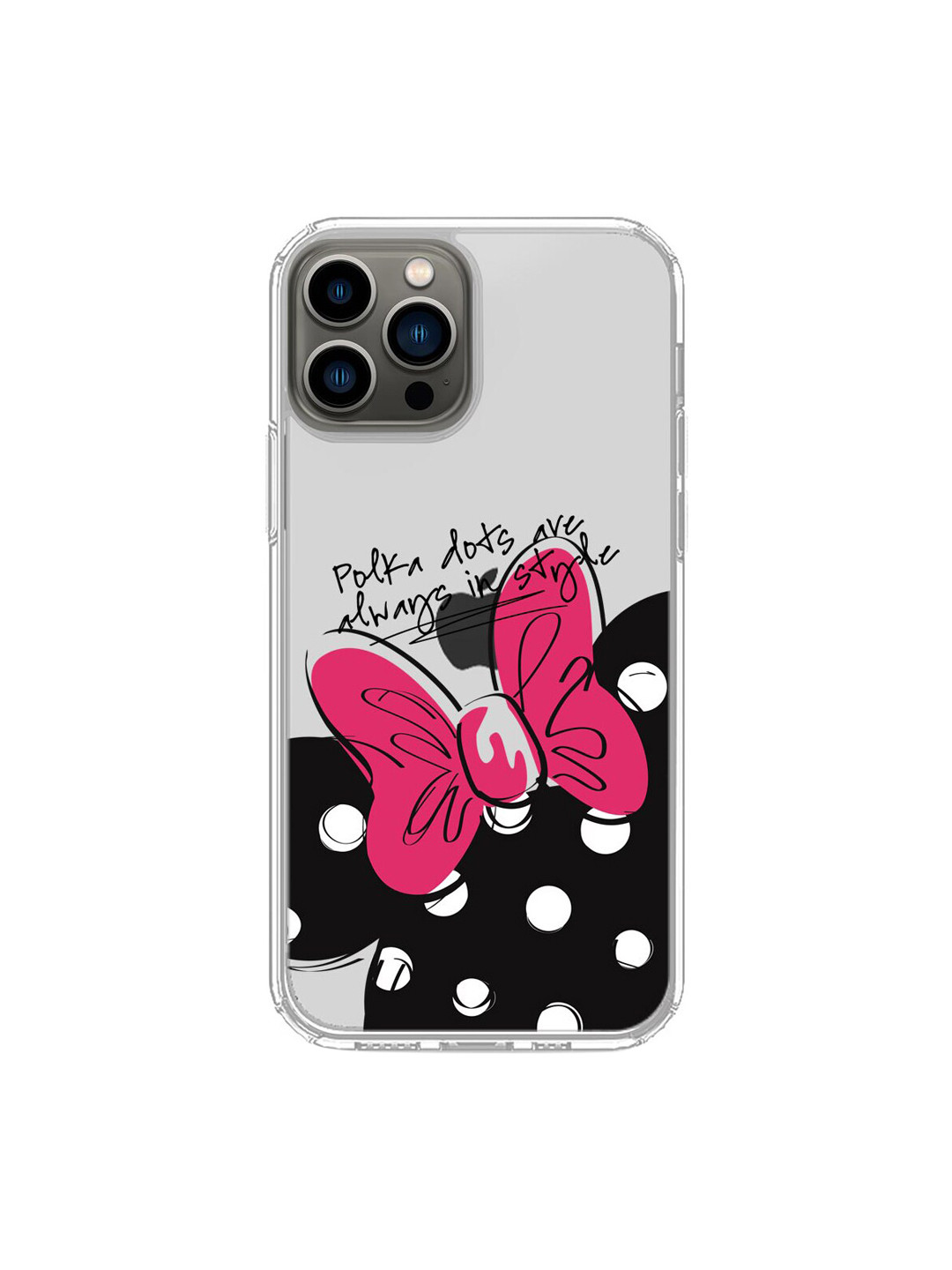 

macmerise Transparent & Pink Polka Minnie Printed iPhone 13 Pro Max Back Case