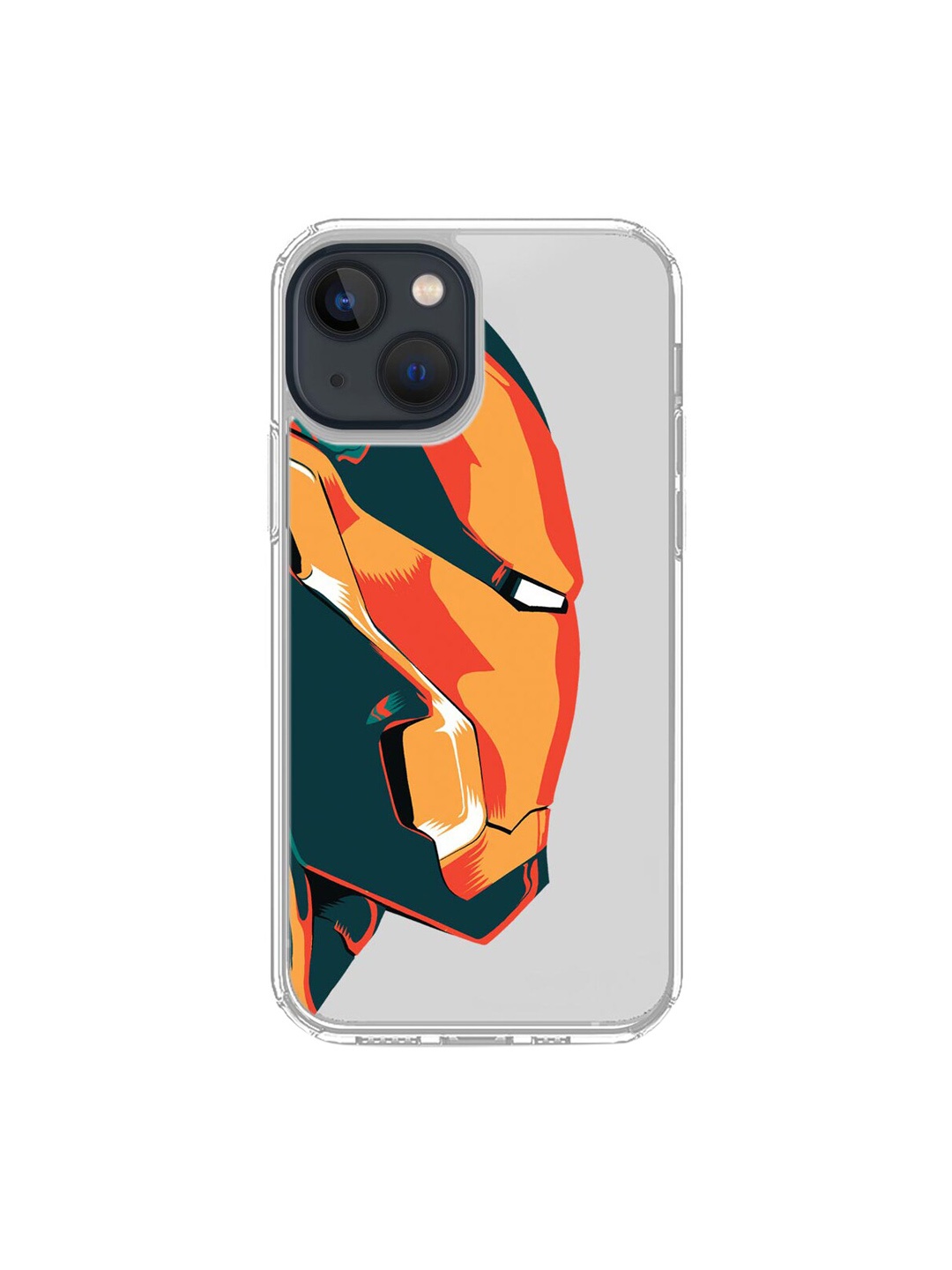 

macmerise Transparent & Orange Printed Ironman iPhone 13 Back Case