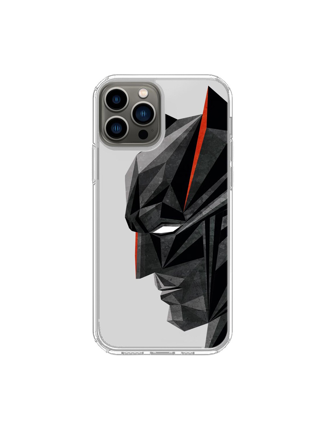 

macmerise Transparent & Black Batman Geometric Pattern iPhone 13 Pro Clear Back Case
