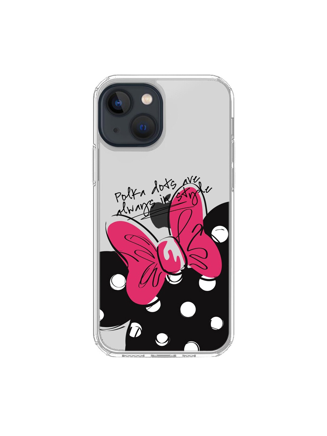 

macmerise Transparent & Black Polka Minnie Printed iPhone 13 Mini Clear Back Case
