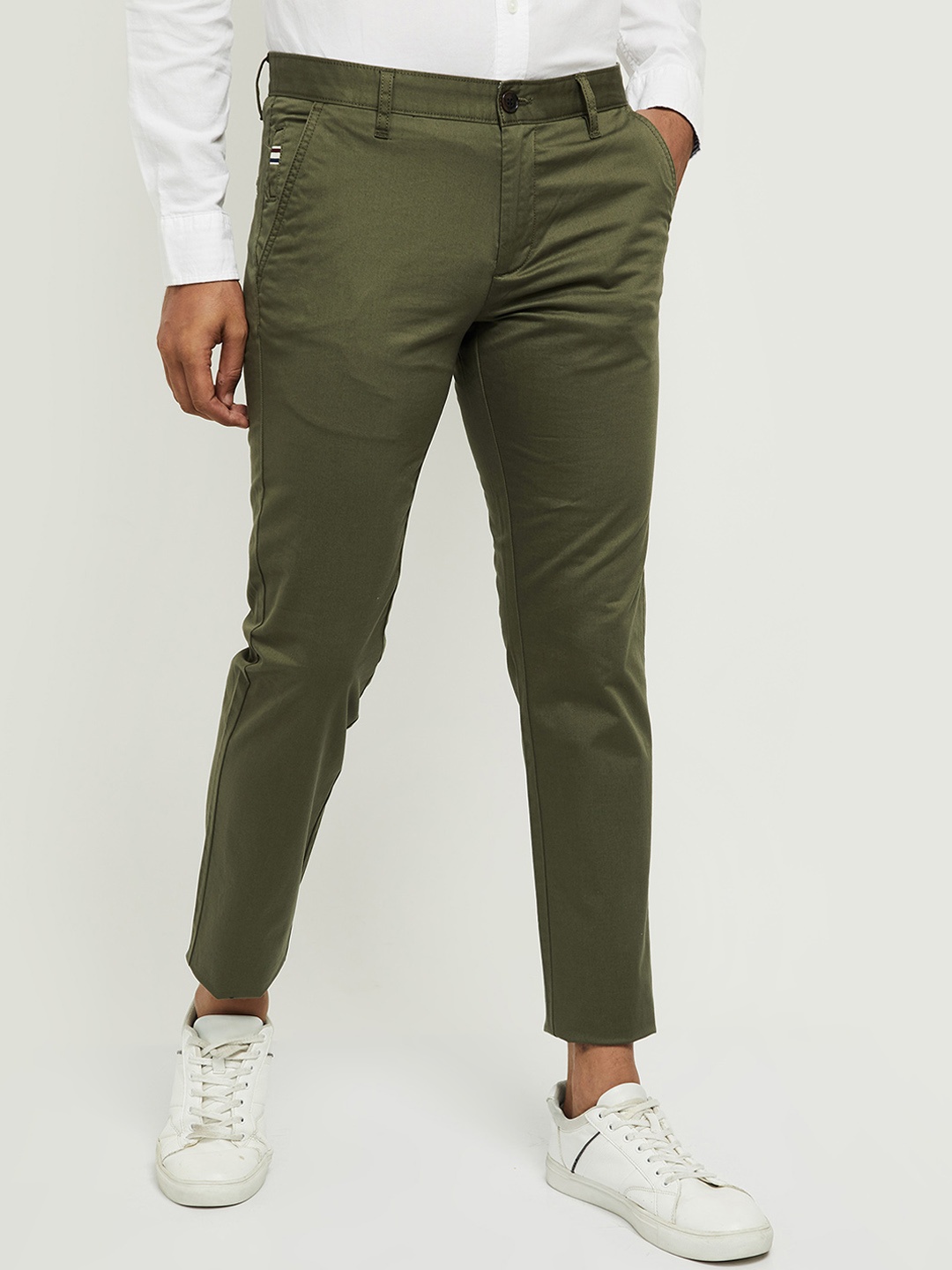 

max Men Olive Green Chinos Trousers